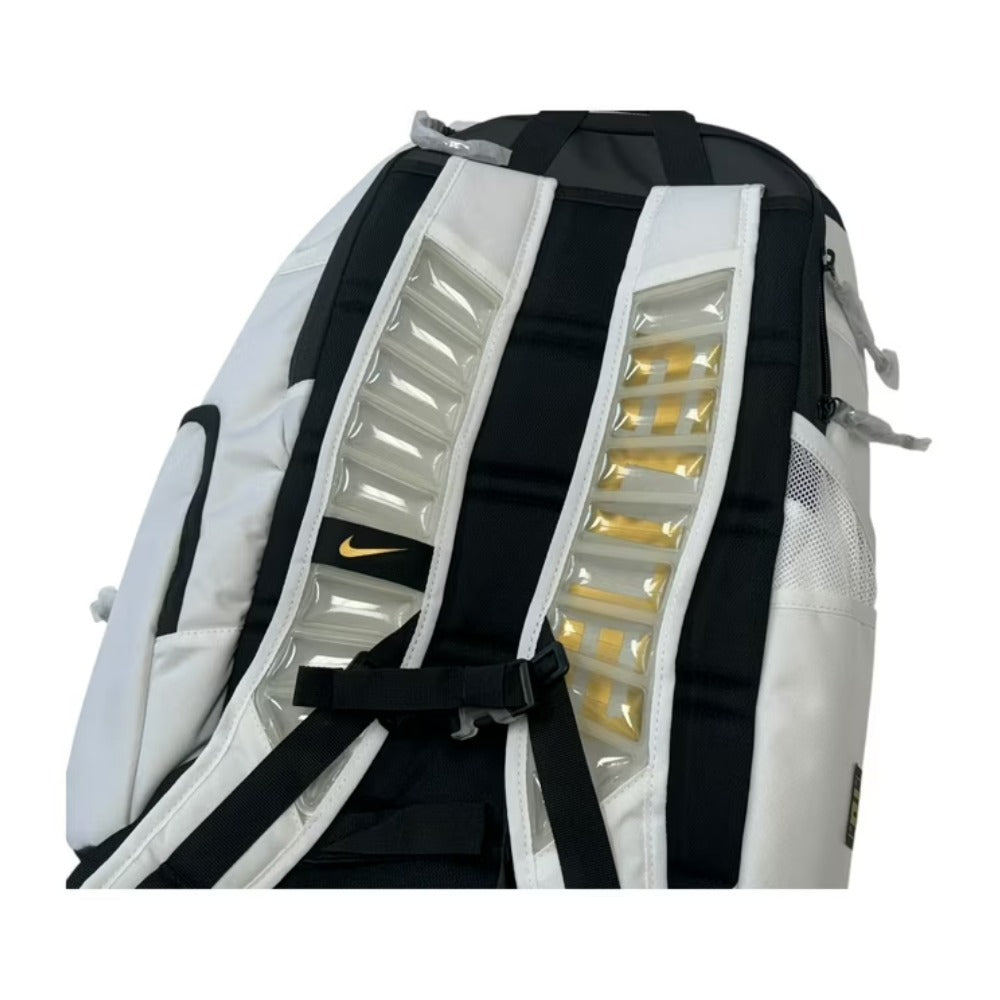 Nike Hoops Elite Backpack White Black Gold Polyester Sports Basketball Travel Laptop School Gym Backpack
