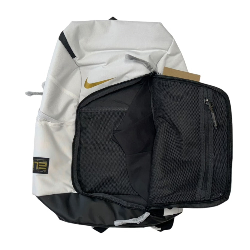 Nike Hoops Elite Backpack White Black Gold Polyester Sports Basketball Travel Laptop School Gym Backpack
