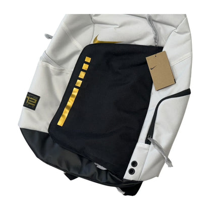 Nike Hoops Elite Backpack White Black Gold Polyester Sports Basketball Travel Laptop School Gym Backpack